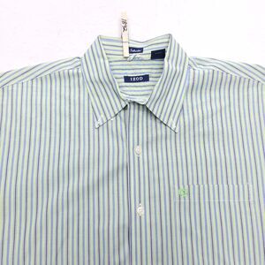 IZOD Casual Short Sleeve Button Up Shirt Adult Mens Size Large L Green Blue